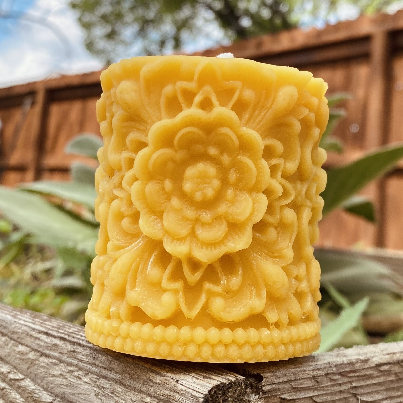 Buzz in the Hills Flower Mandala 100% Beeswax Candle - by Buzz in the Hills
