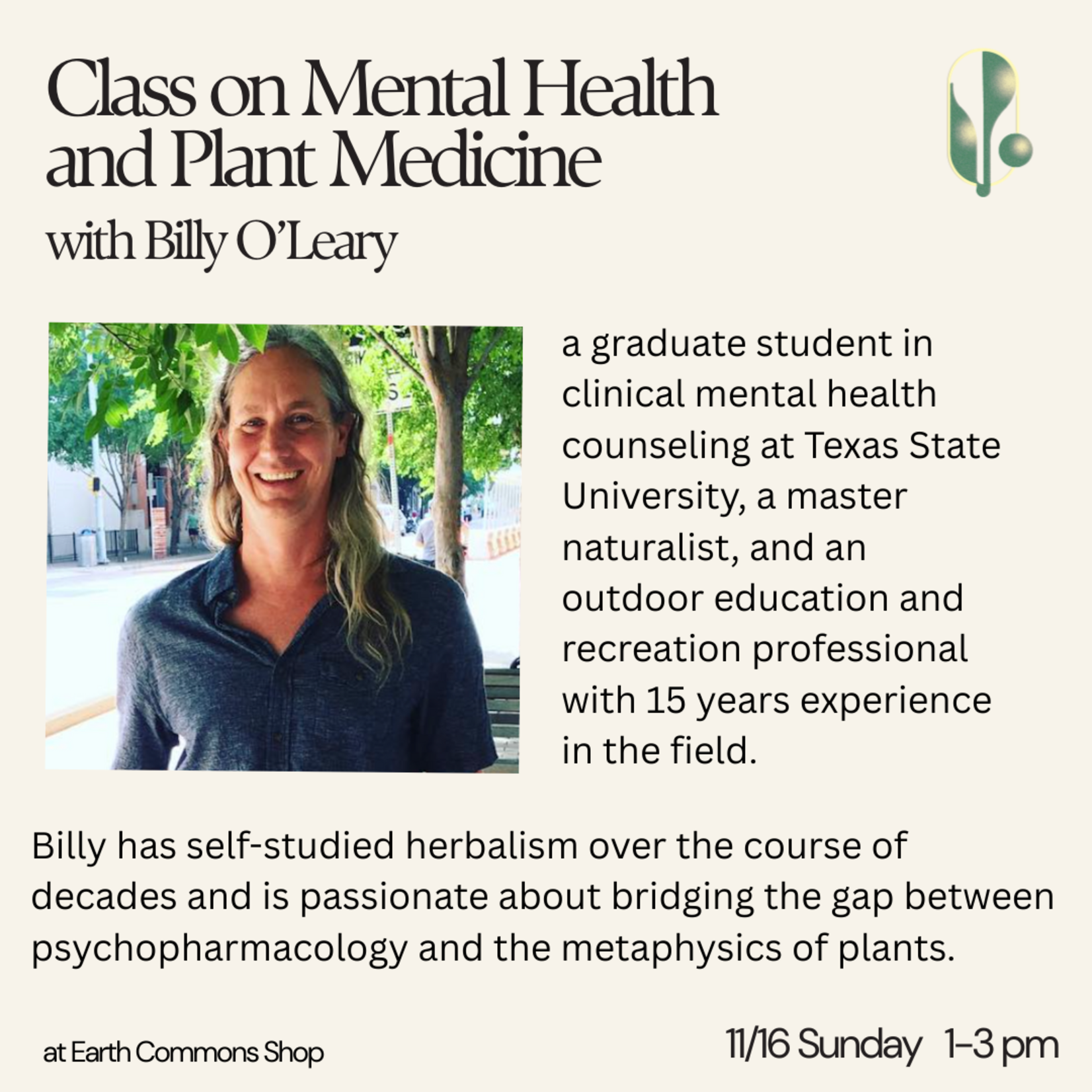 Earth Commons Mental Health and Plant Medicine - Sunday Nov. 16th