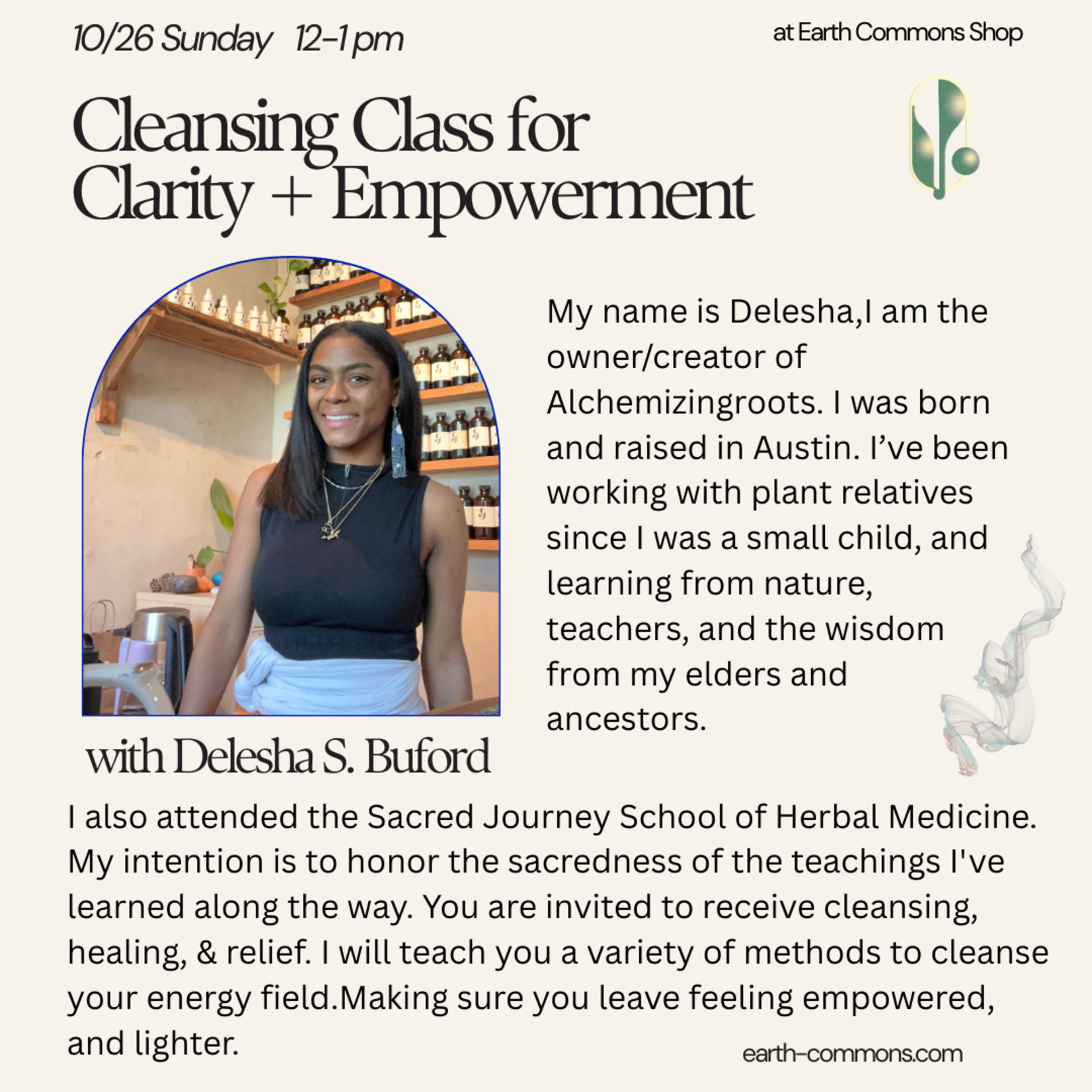 Earth Commons Cleansing Class: For Clarity + Empowerment Sunday Oct. 26th