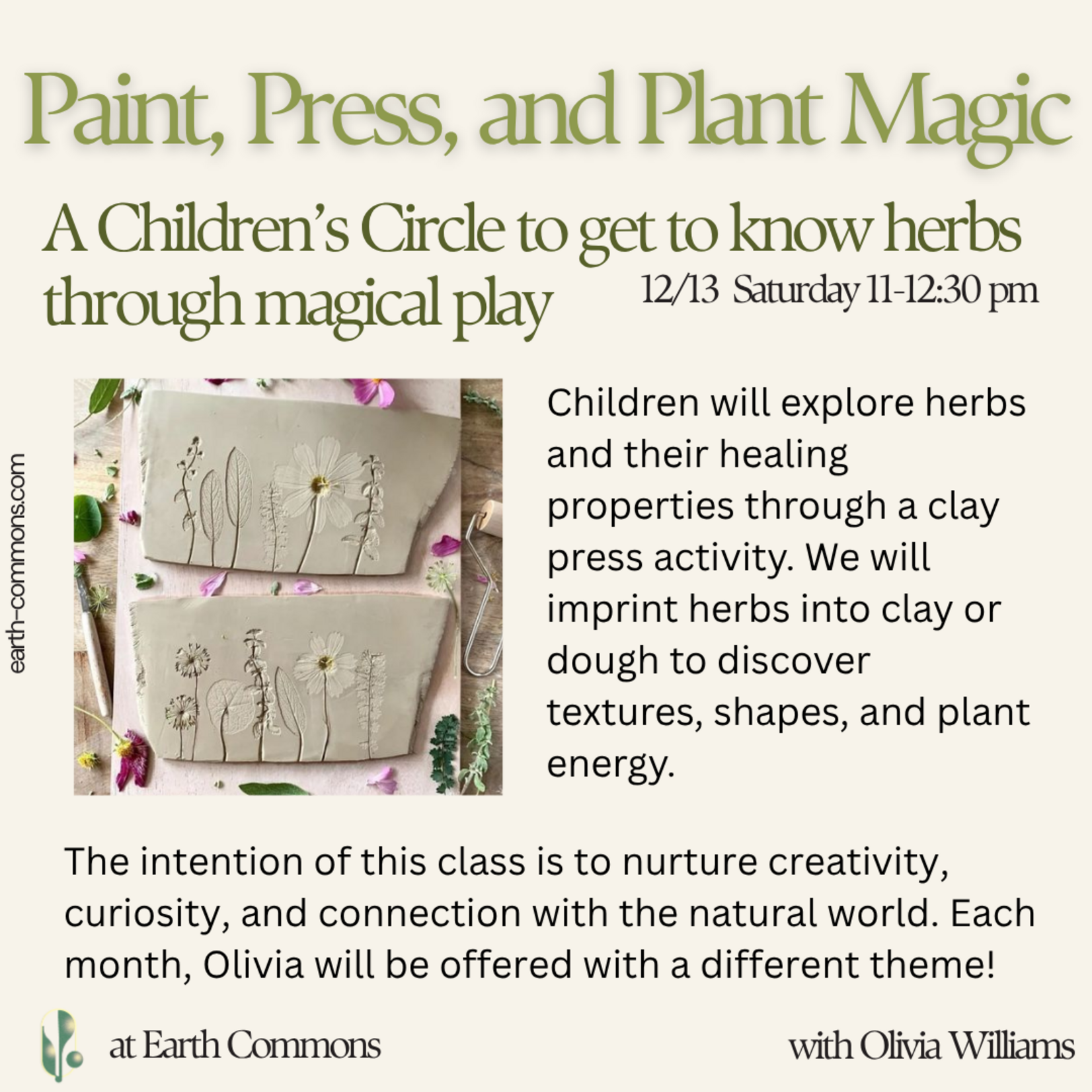 Earth Commons Earth Commons Children’s Circle - Paint, Press, and Plant Magic - Saturday Dec. 13th