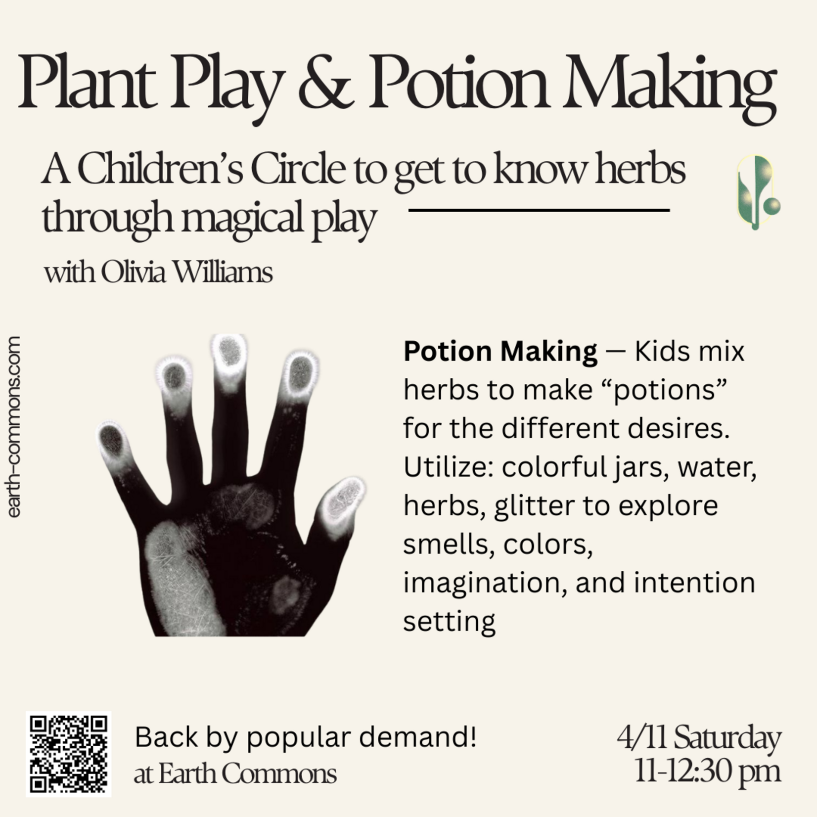 Earth Commons Earth Commons Children’s Circle - Plant Play and Potion Making - April 11th - Saturday