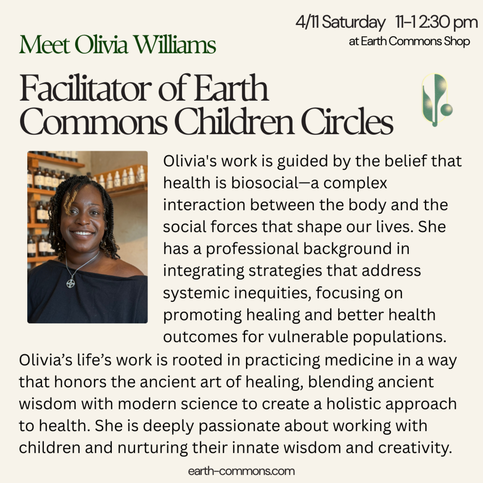 Earth Commons Earth Commons Children’s Circle - Plant Play and Potion Making - April 11th - Saturday