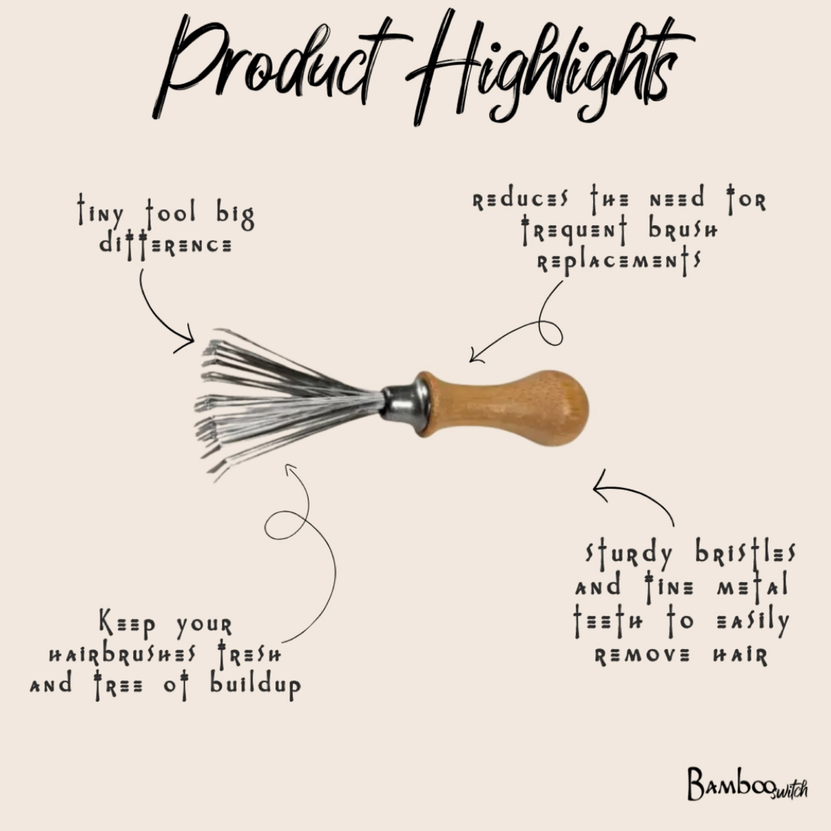 Bamboo Switch Hairbrush Cleaning Tool by Bamboo Switch
