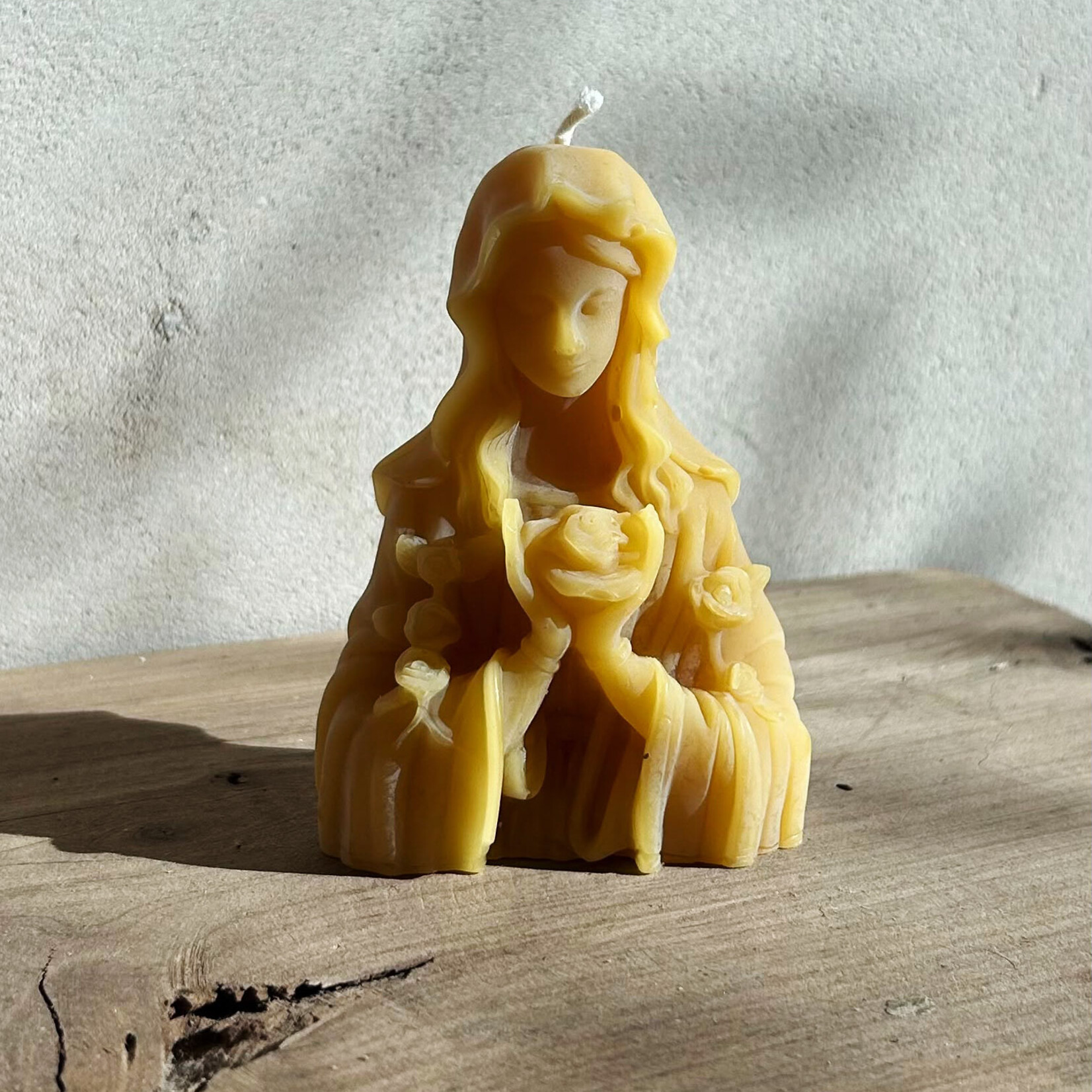 Buzz in the Hills Sacred Blooming Mother Mary Lady - 100% Beeswax Candle - by Buzz in the Hills