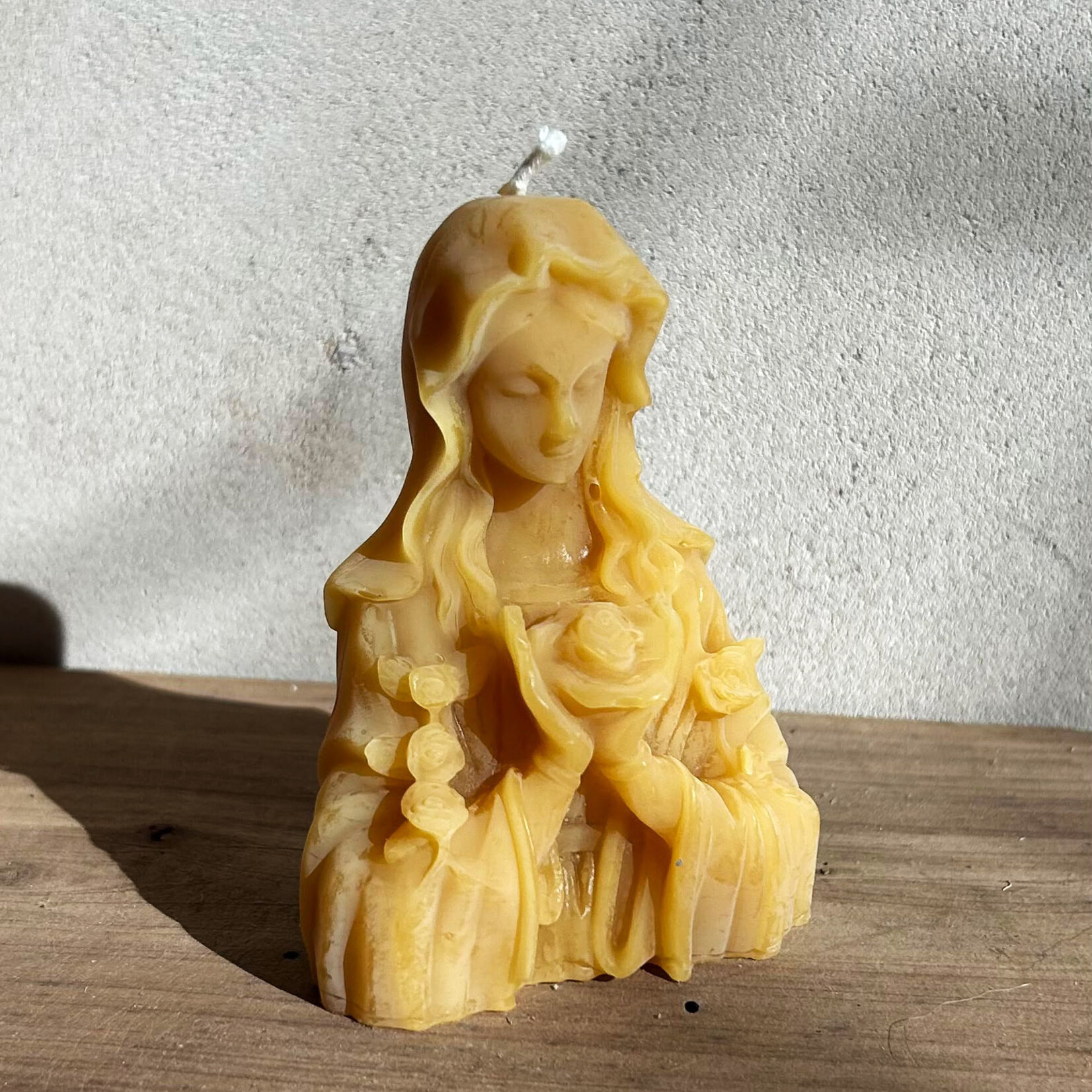 Buzz in the Hills Sacred Blooming Mother Mary Lady - 100% Beeswax Candle - by Buzz in the Hills