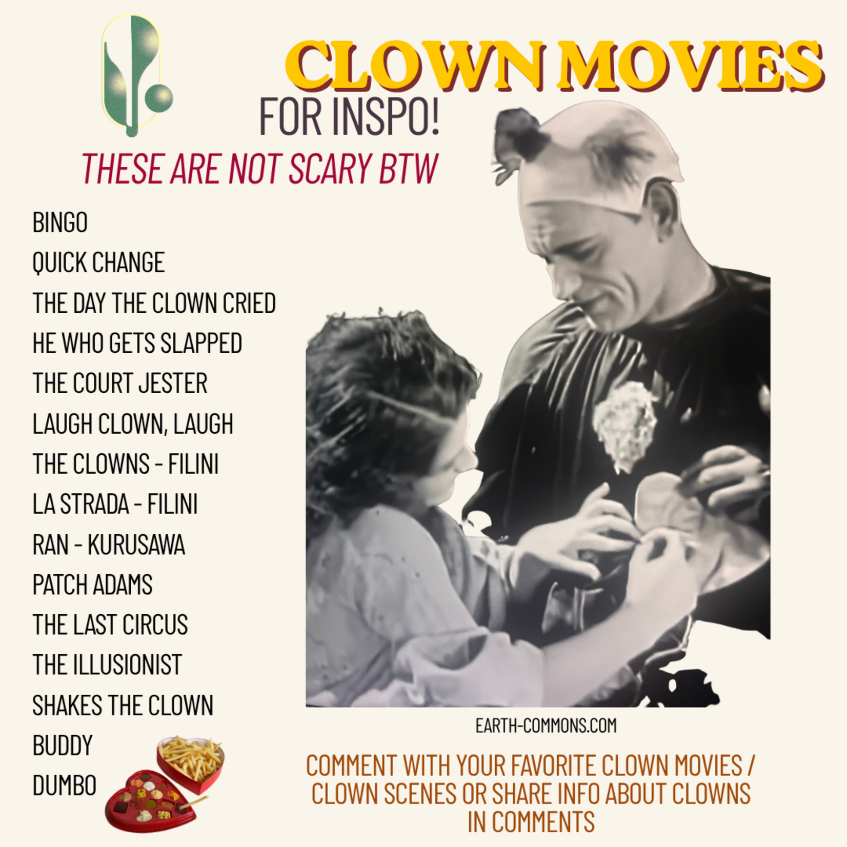 Earth Commons CLOWN POTLUCK PARTY (FREE) - Friday Dec 4th 6-8:30pm - RSVP!