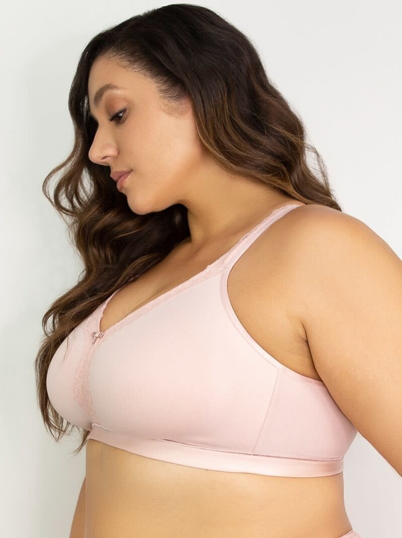 Curvy Couture Cotton Luxe Unlined Wireless Bra - Blushing Rose