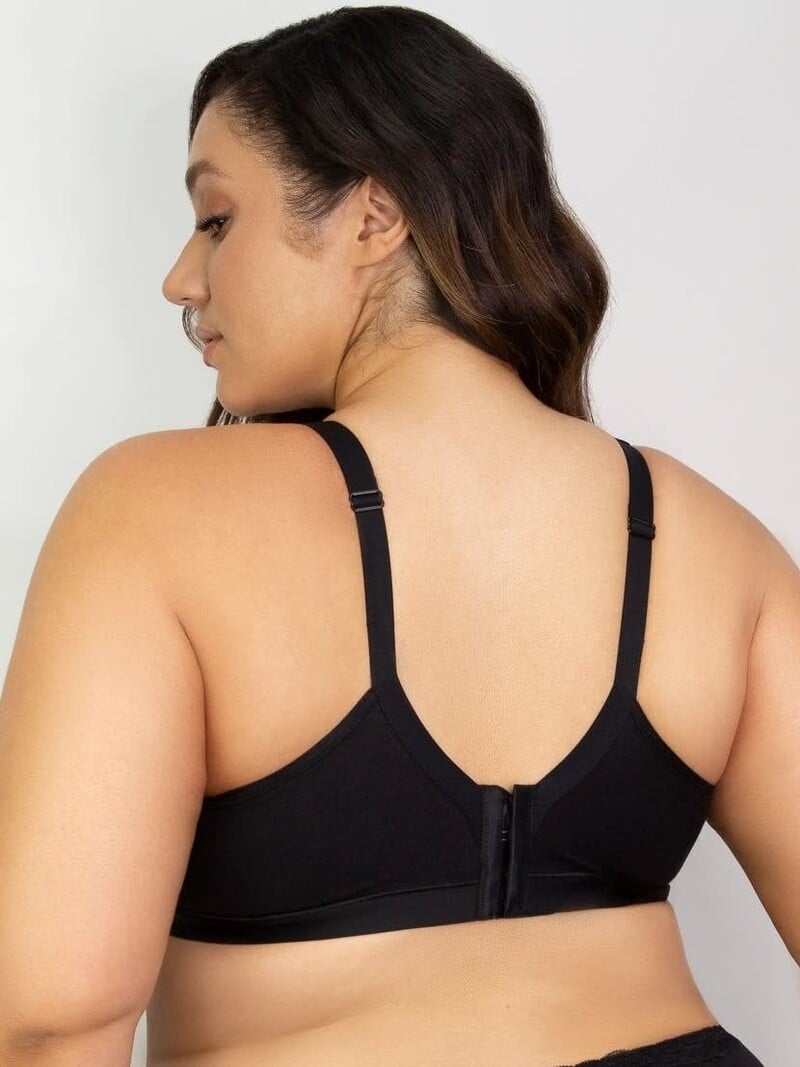 Cotton Luxe Front And Back Close Wireless Bra - Black Hue - Final Sale –  Curvy Couture
