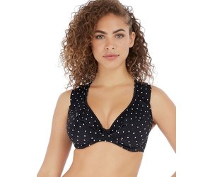 Freya Jewel Cove Underwired High Apex Bikini Top in Black Diamond