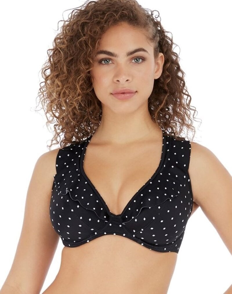 Freya Swim AS7230 Jewel Cove Ruffled Bikini Top - Black - Allure Intimate  Apparel