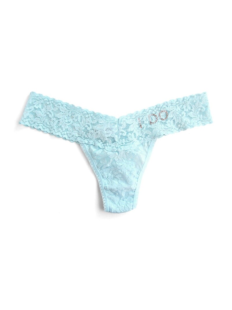 Hanky Panky I Do Crystal Signature Lace Low Rise Thong - Celeste