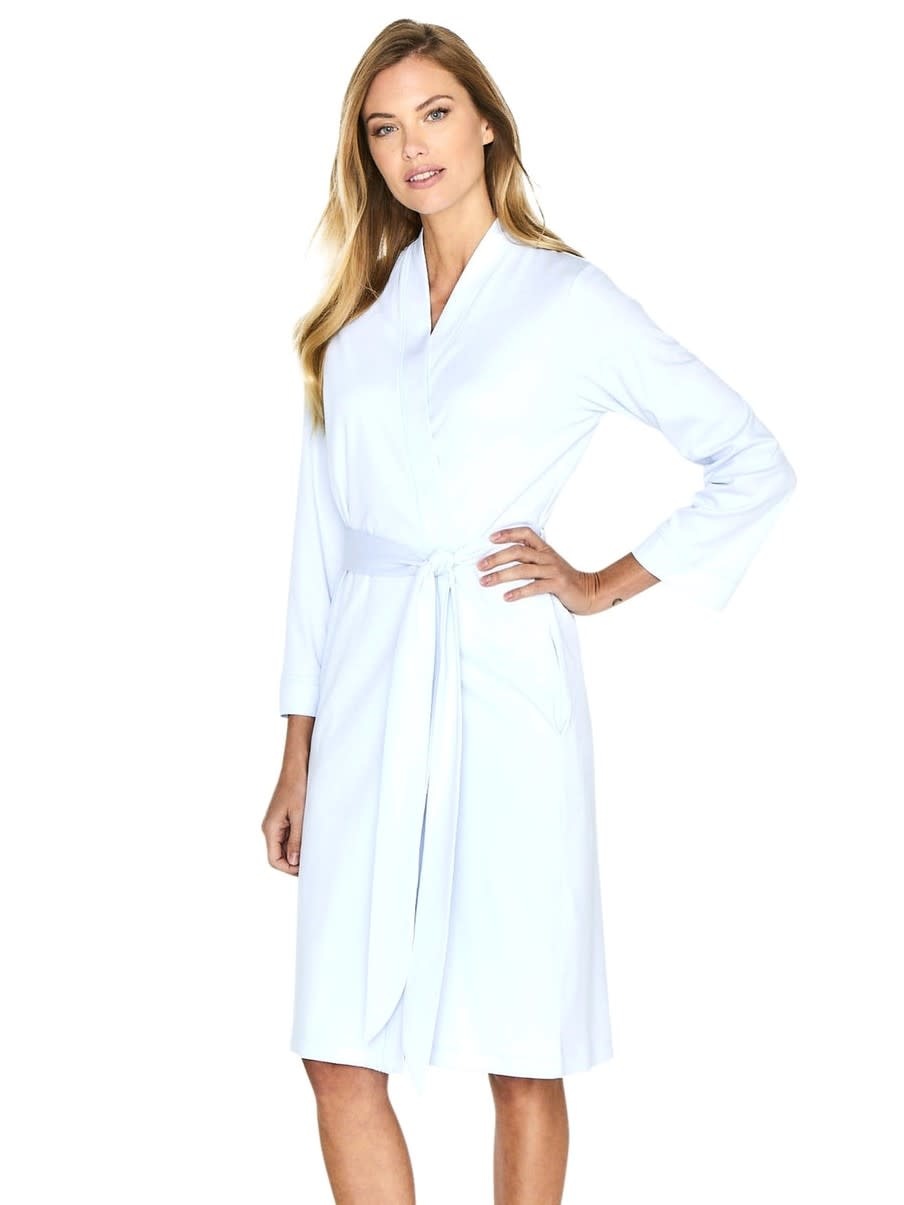 Marelle 110 Elle Long Sleeve Mid Length Pima Cotton Robe - Light Blue ...