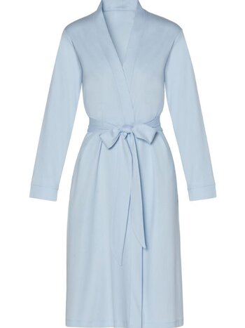 Marelle Elle Long Sleeve Mid Length Pima Cotton Robe - Light Blue