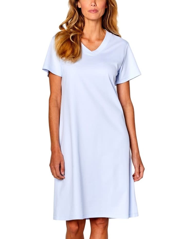 Elle Short Sleeve Sleeve Pima Cotton Nightgown - Light Blue