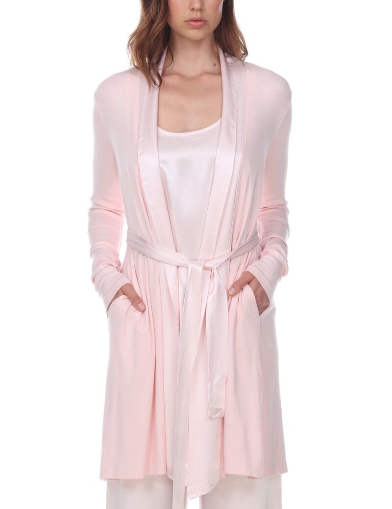 Elegant Solid Satin Pajama Set Long Sleeve Open Front Robe Crew Neck Slip  Dress Women's Sleepwear Loungewear