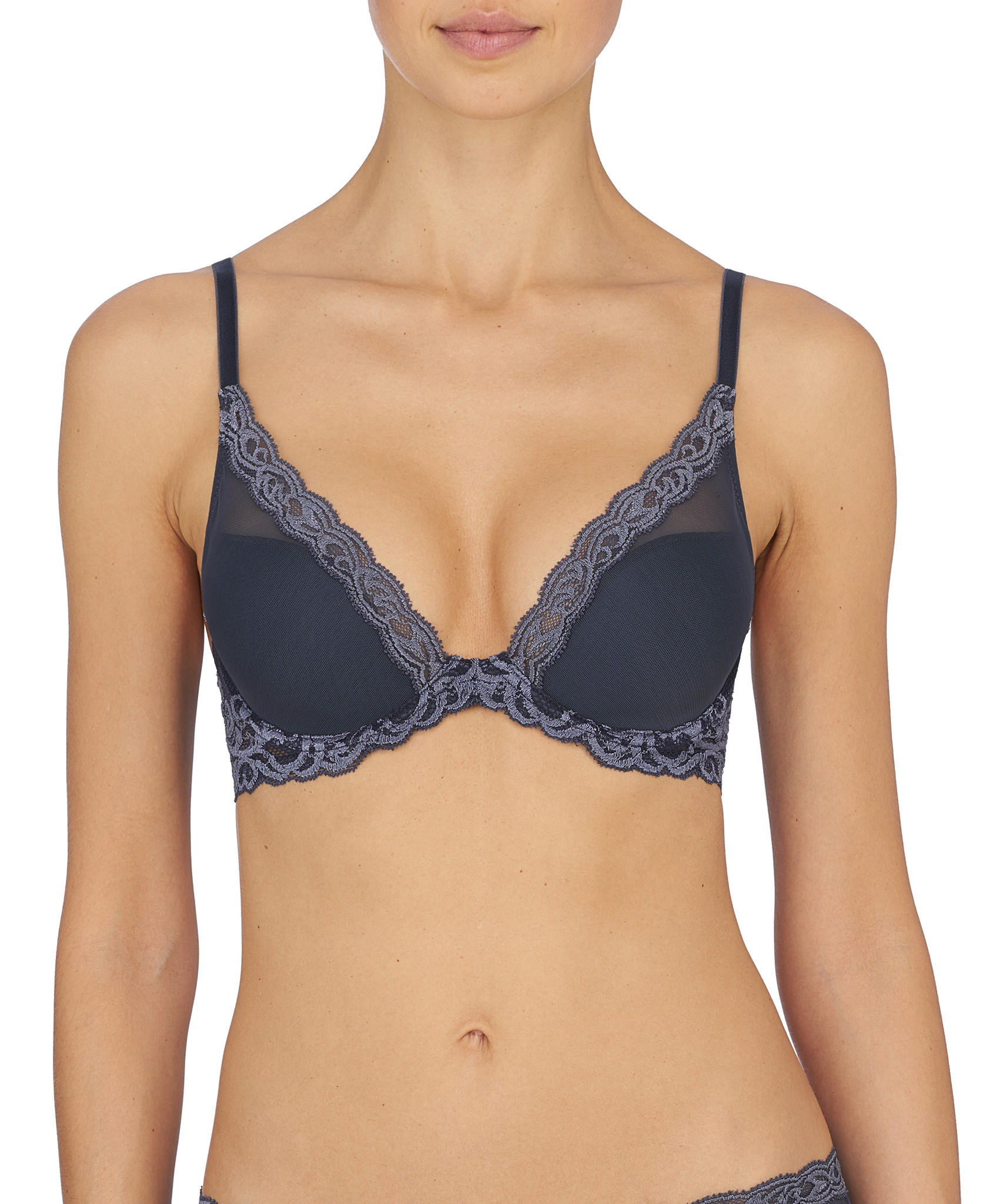 Natori Feathers Lace Trimmed Underwire Bra - Ash Navy