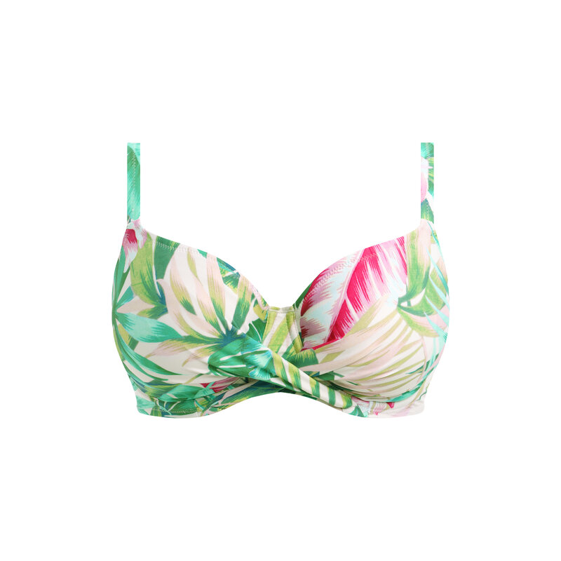 SAMPIERI D Cup Plunge Bikini Top - Wild blossoms