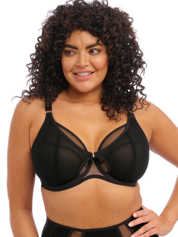 Elomi Womens Mitzi Underwire Banded Bra, 34HH, Black 