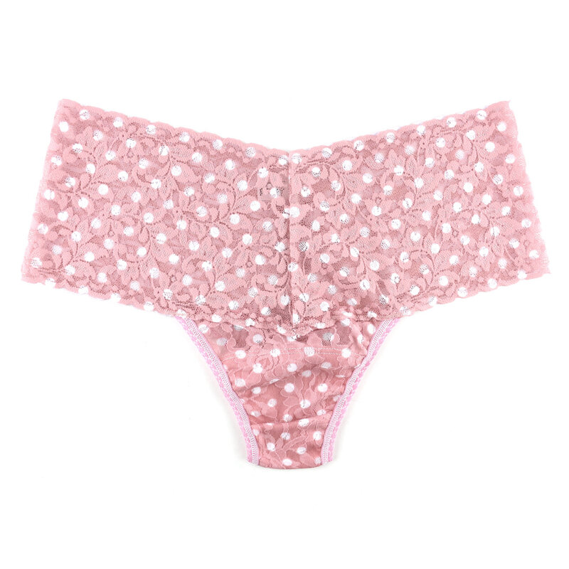Hanky Panky Printed Retro Lace Thong - Pink Frosting