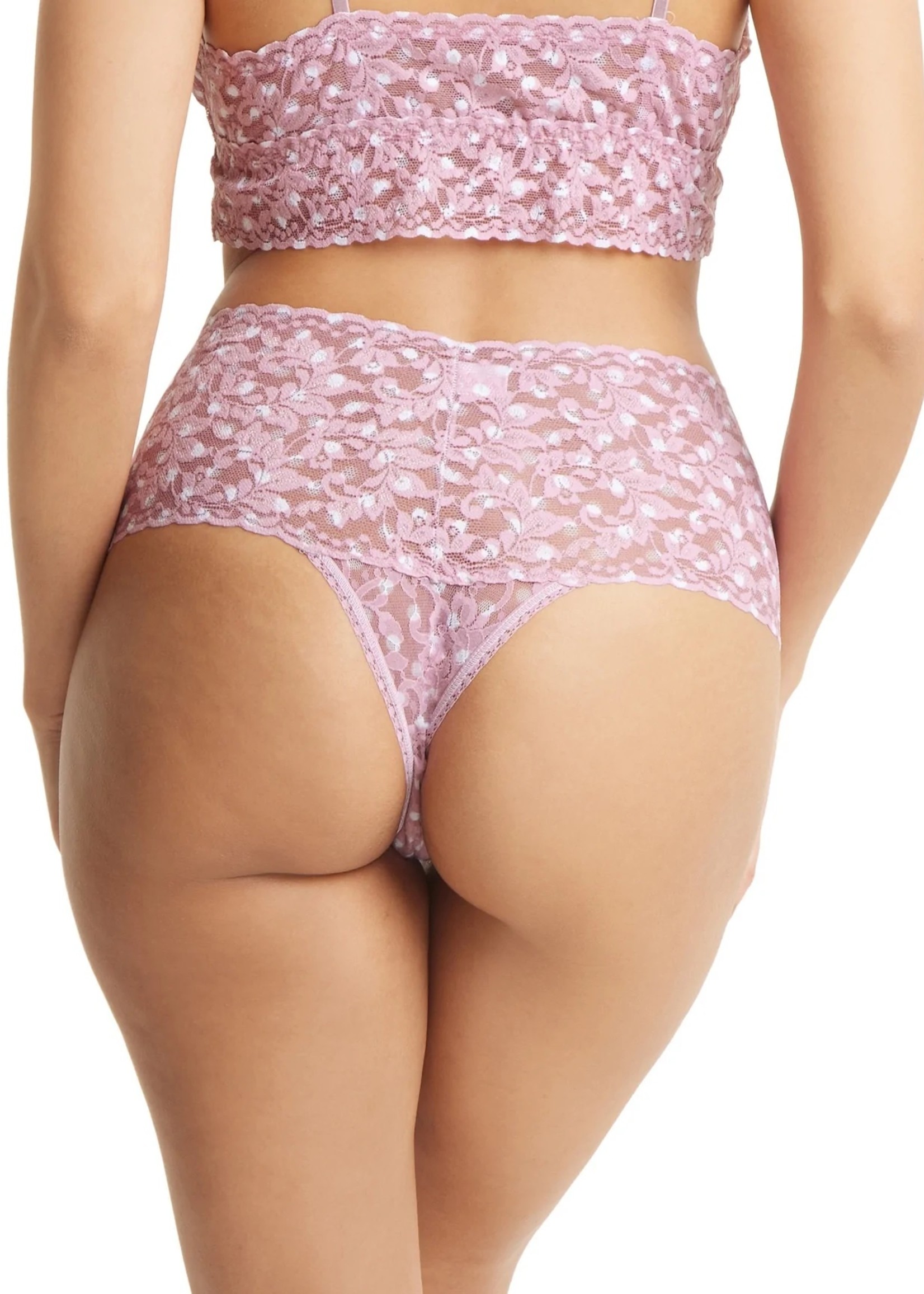 Hanky Panky Printed Retro Lace Thong - Pink Frosting