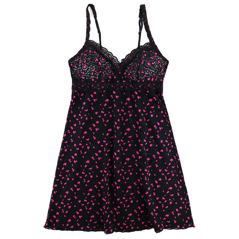 Hanky Panky Cross-Dyed Leopard Chemise - Black/Tulip Pink