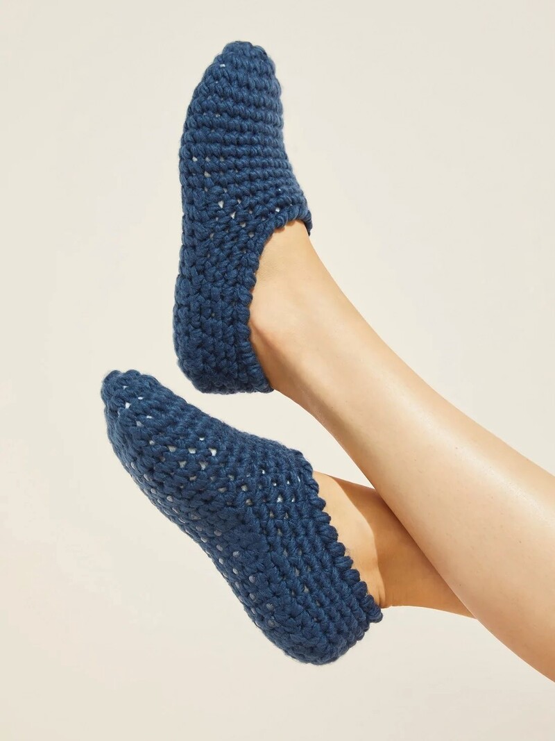 Eberjey Plush Ankle Slipper Sock - Indigo