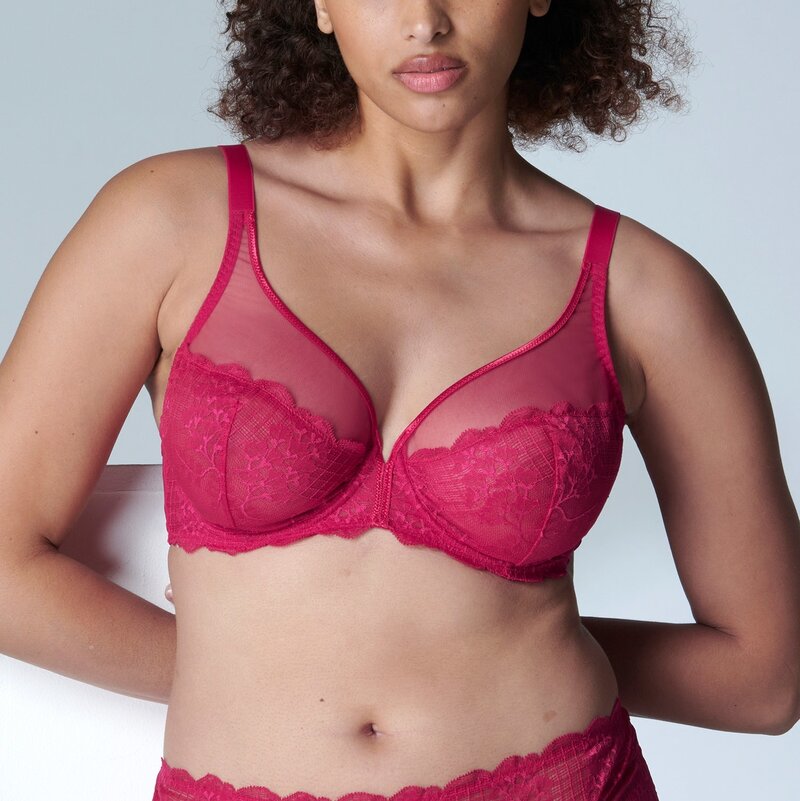 Simone Perele 12Z319 Reve Sheer Underwire Plunge Bra - Cranberry