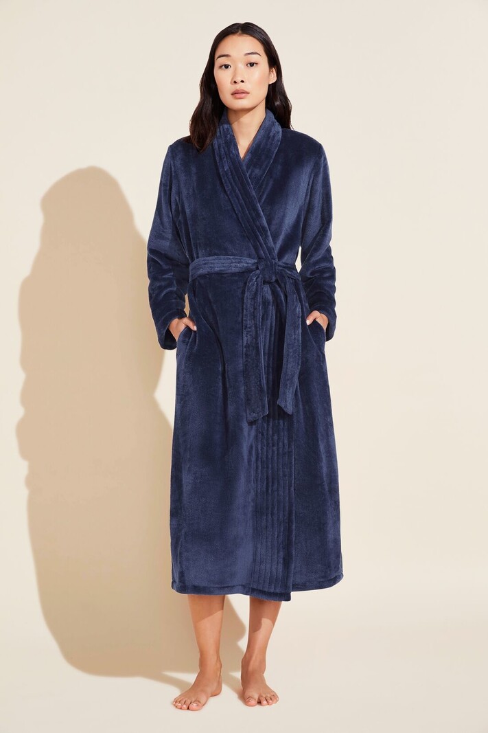 Eberjey Chalet Eco Plush Robe - Navy