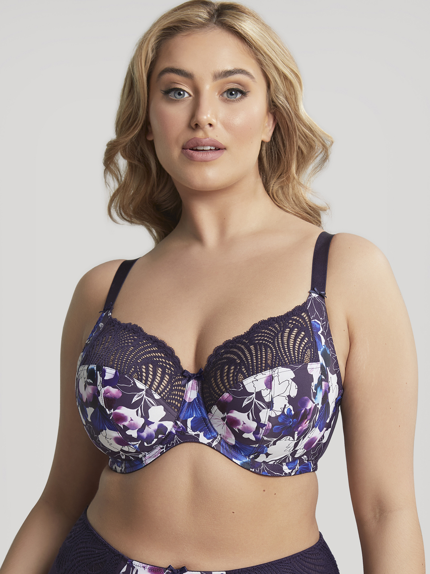 Shop All-Over Floral Printed Bralette with Lace Detail Online