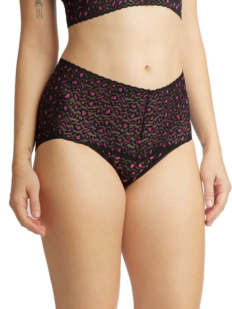 Hanky Panky Retro V-Kini - Black/Tulip Pink