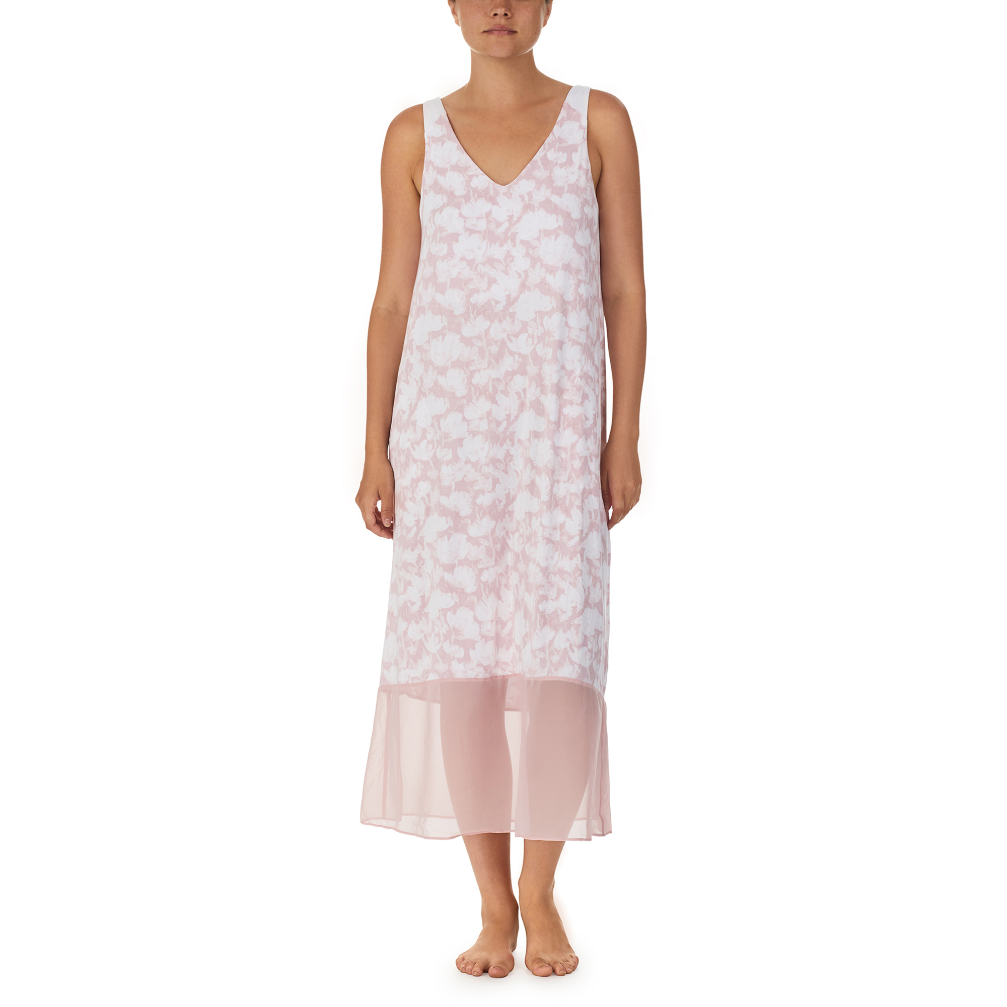 Donna Karan Modern Flare Sleep Gown - Nude Pink Floral