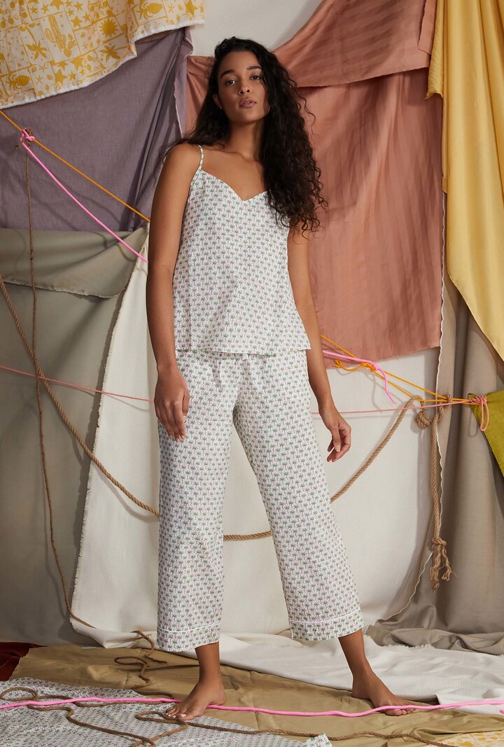 Bed Head Woven Cotton Cropped Pj Set - Palm Geo
