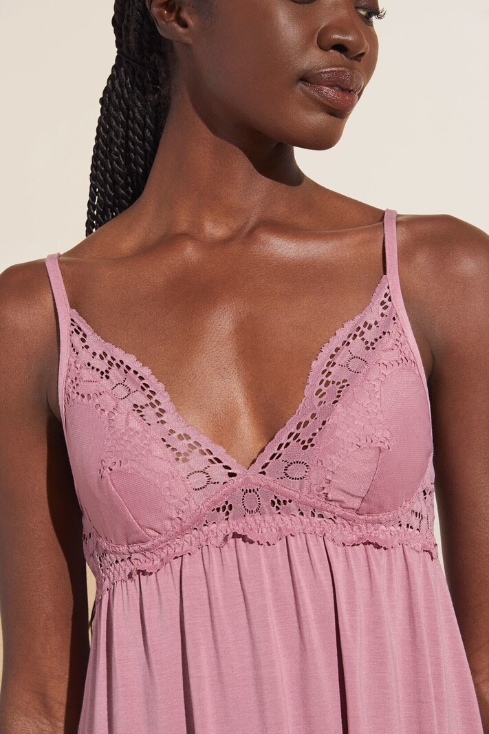 Modal Camisole with Lace Neckline - JOSEPHINE - MAUVE - ETAM