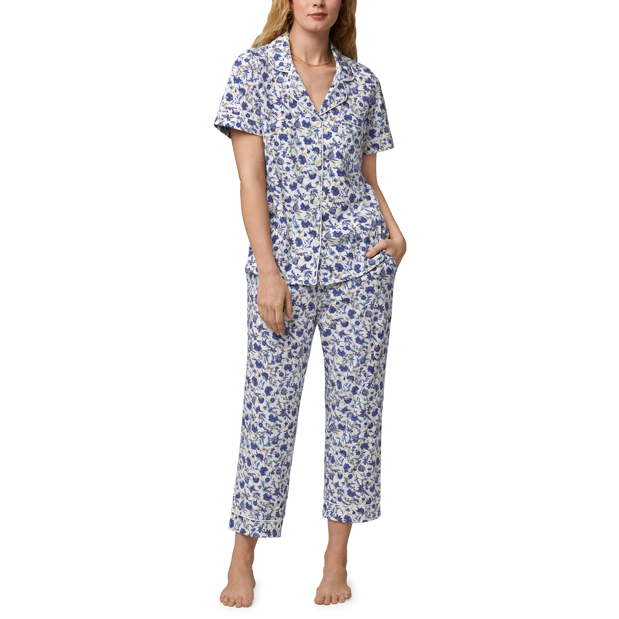 Bed Head BH2727101 Classic Stretch Jersey Cropped PJ Set-Terrance Flrl -  Allure Intimate Apparel