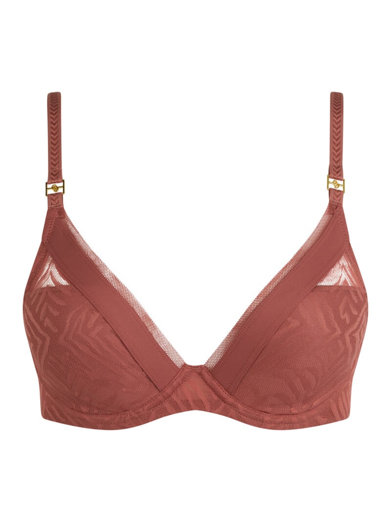 Chantelle 21T2 Graphic Allure Lace Plunge T-shirt Bra - Amber