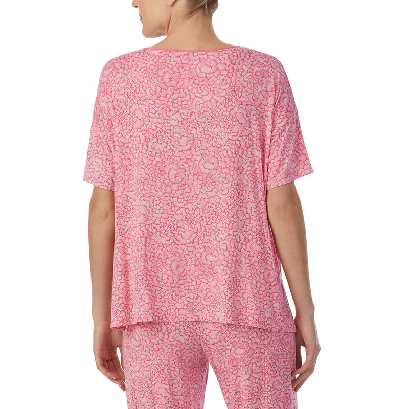 Donna Karan Set the Tone Floral Print Short Sleeve Pajama Set - Rose Floral