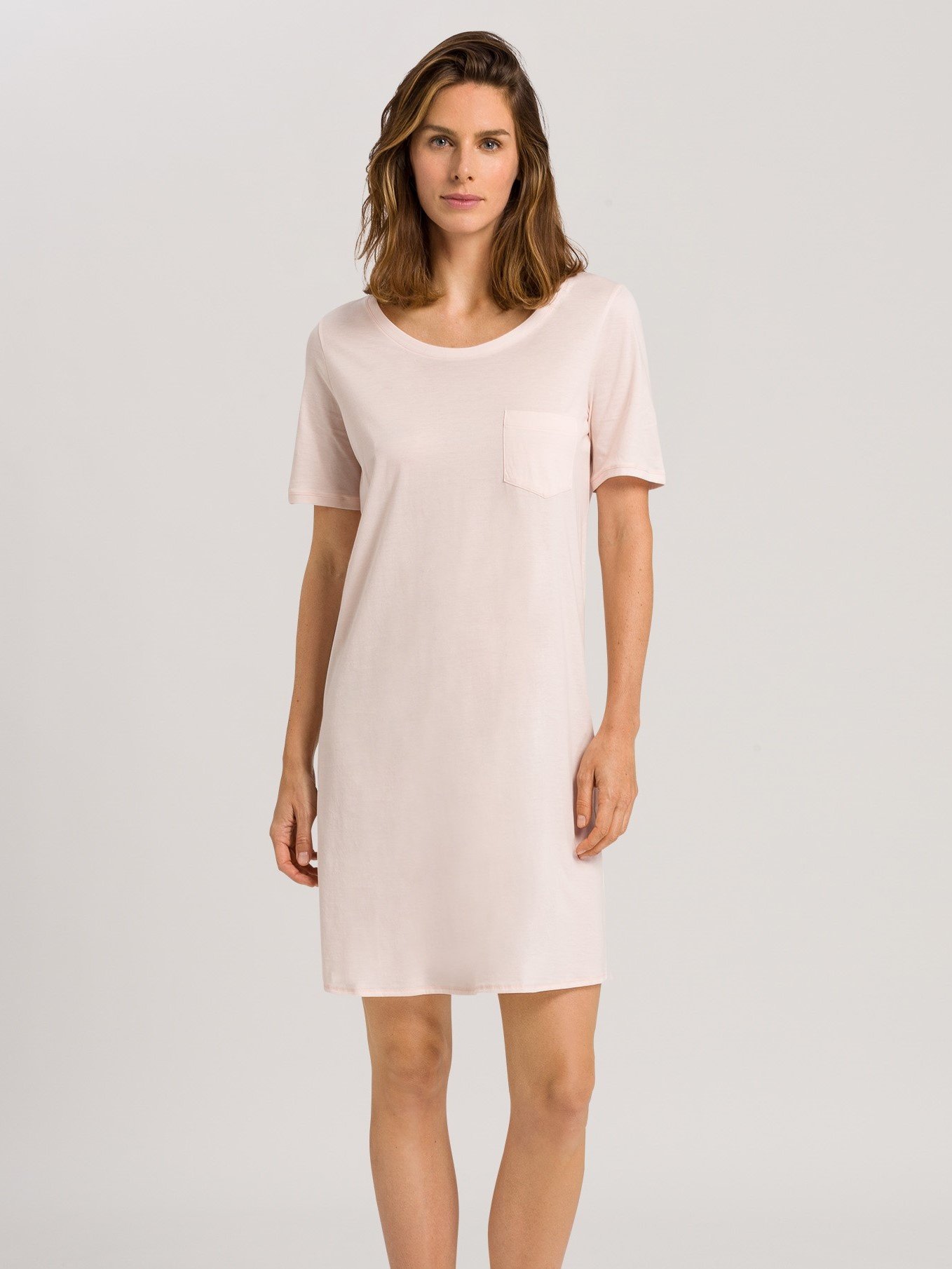 Long Sleeve Shirt in gentle pink - from the HANRO Cotton Seamless collection