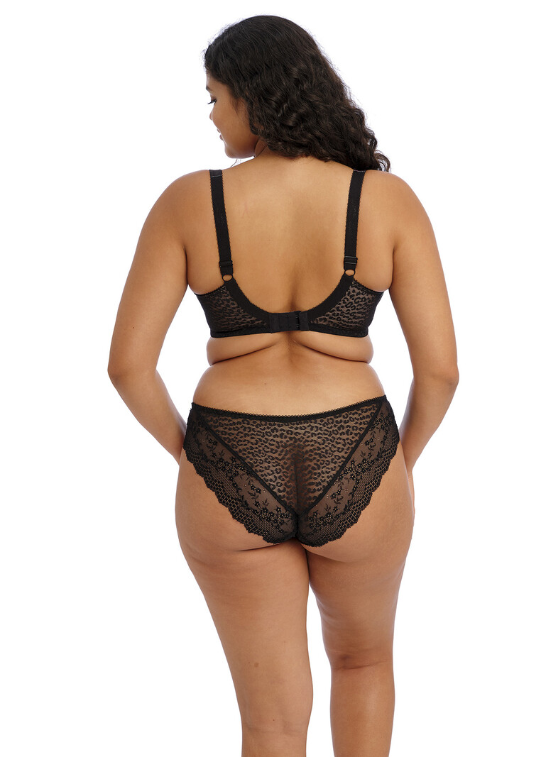 Elomi Lucie Stretch Lace Brazilian Brief 4495 SIZE UK XL BLACK ROSE NEW