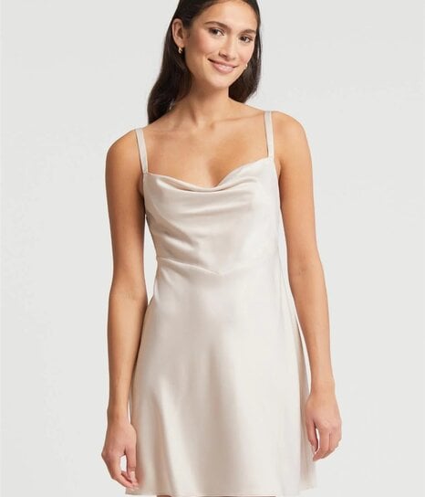 042 'Frida' White Satin Chemise with Cute Pockets S-6XL