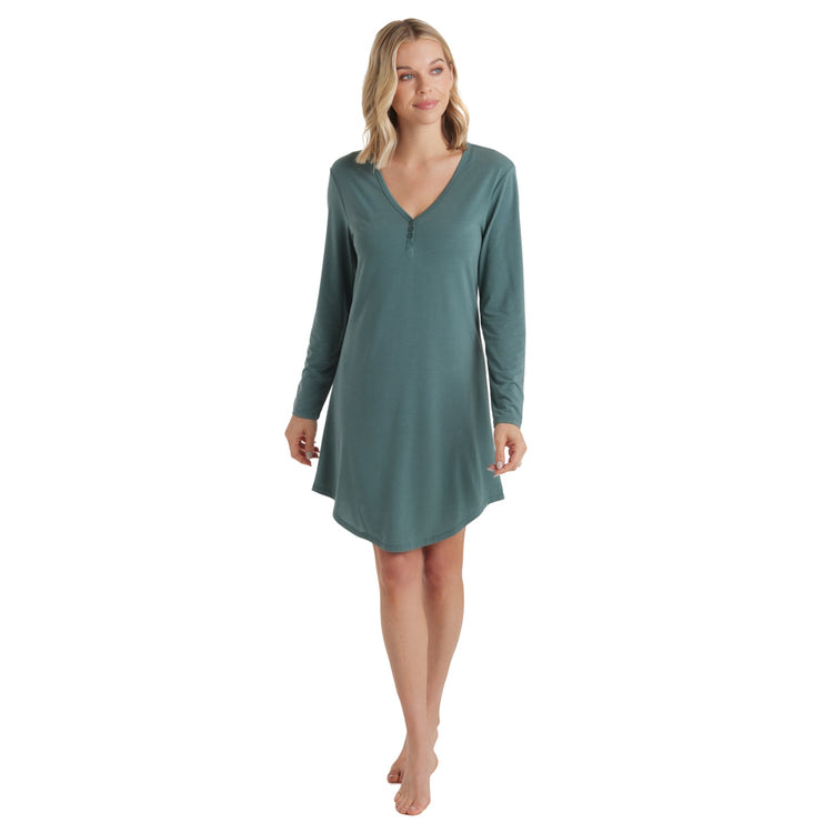 Softies Quinn Y-Neck Henley Sleepshirt
