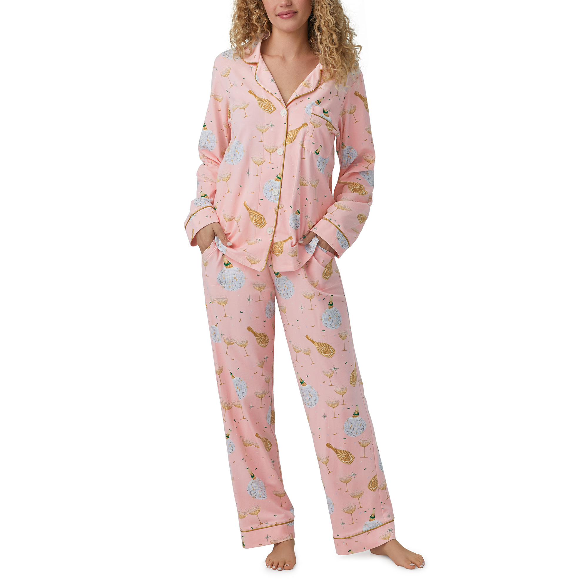 Shop Hanro Champagne Long-Sleeve Pajama Set