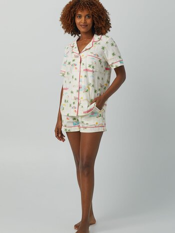 Sweet Allure White Floral Print Two-Piece Pajama Set