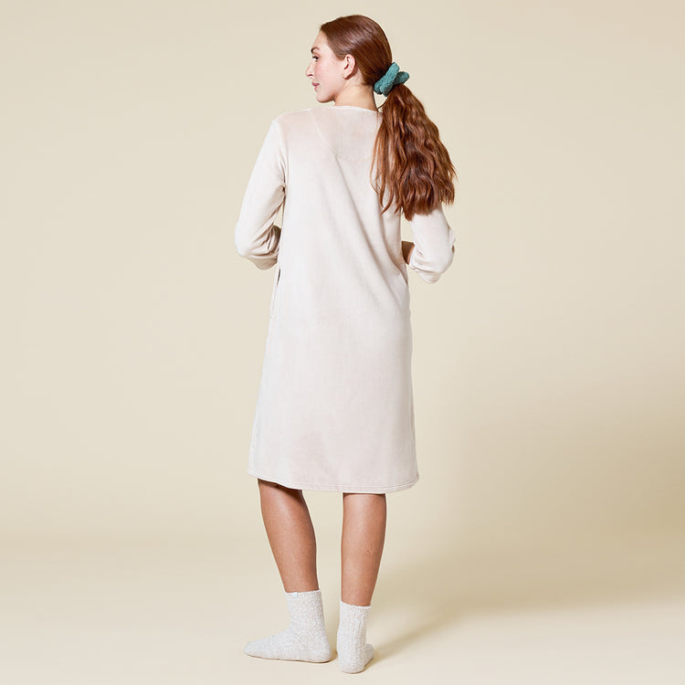 Softies Serenity Shear Mink 3/4 Sleeve Zip Front Robe