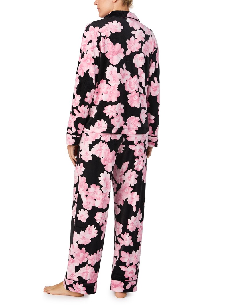 Donna Karan Signature Stretch Velour Fashion Notch Collar Sleep Set