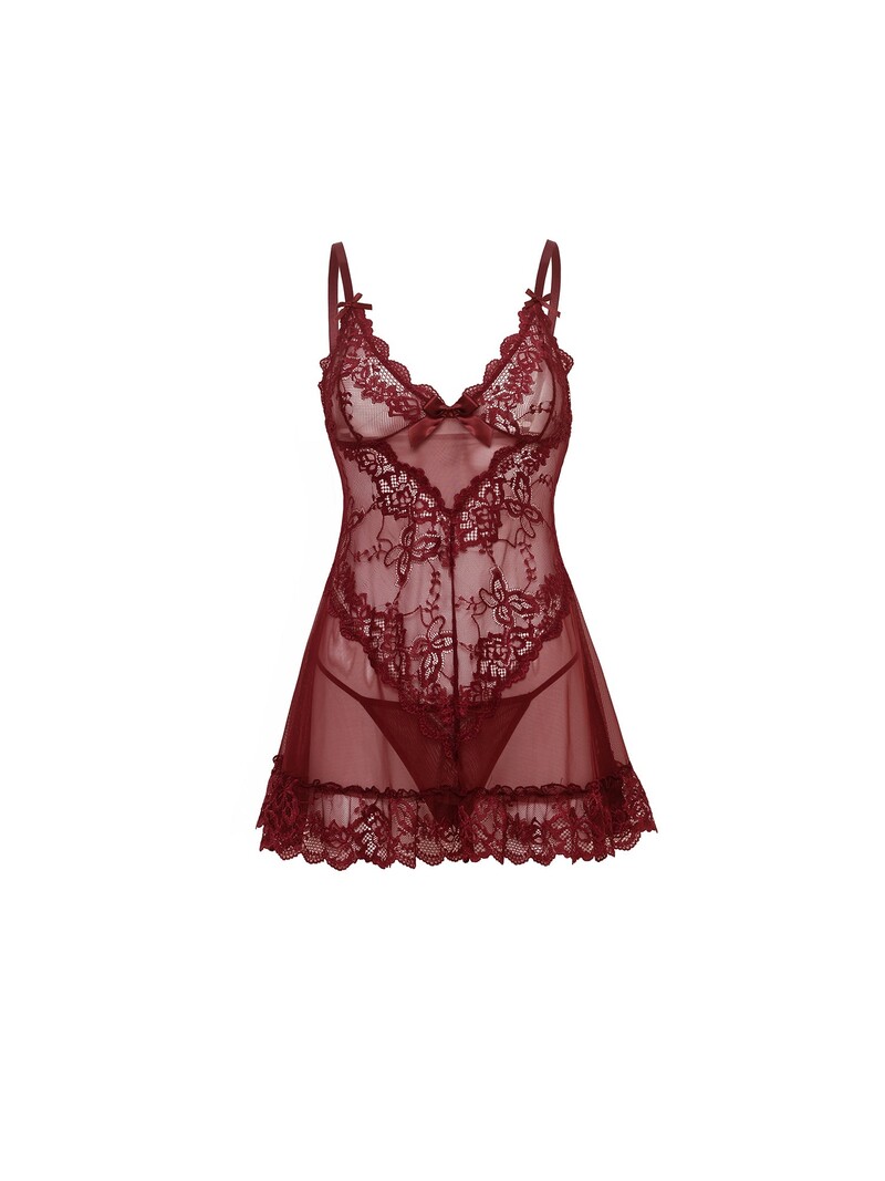 Oh La La Cheri Plus Size Valentine Lace and Bow Fashion Babydoll