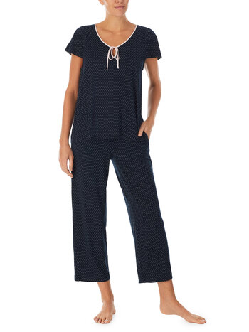 Kate Spade Pin Dot Short Sleeve Cropped Jersey Knit Pajama Set