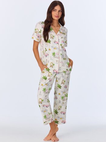 Bed Head Poolside Poodles Short Sleeve Stretch Jersey Cropped PJ Set