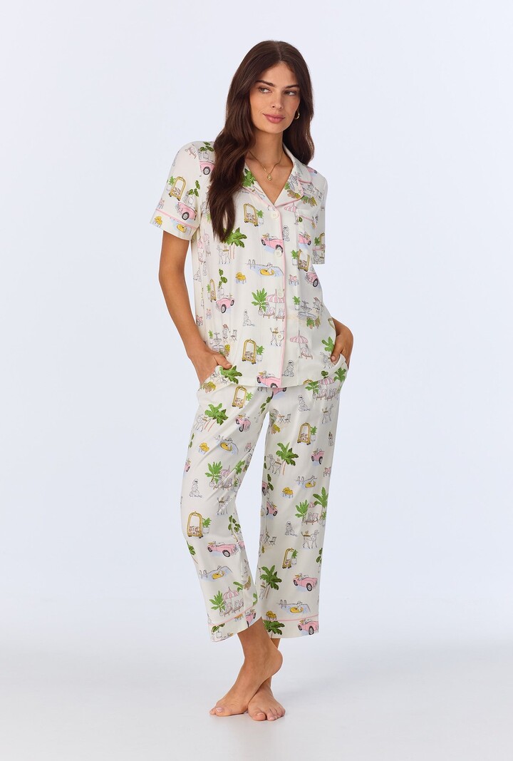 Bed Head Poolside Poodles Short Sleeve Stretch Jersey Cropped PJ Set