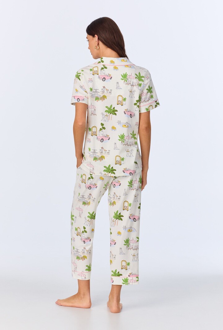 Bed Head Poolside Poodles Short Sleeve Stretch Jersey Cropped PJ Set