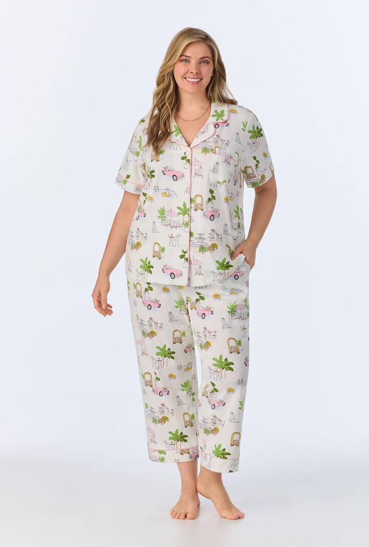 Bed Head Poolside Poodles Short Sleeve Stretch Jersey Cropped PJ Set